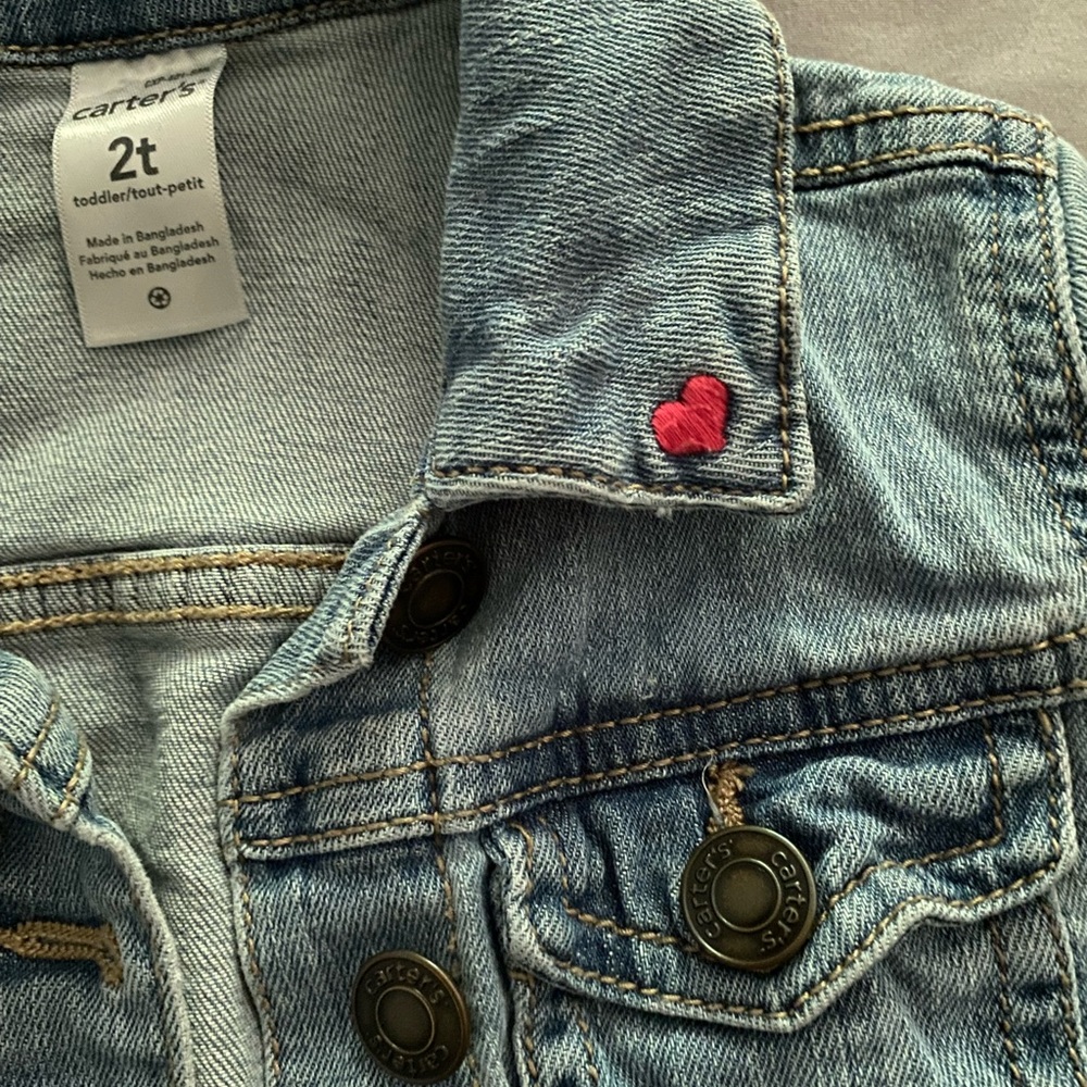 SOLD Like New Jean Jacket with Embroidered Heart 2T